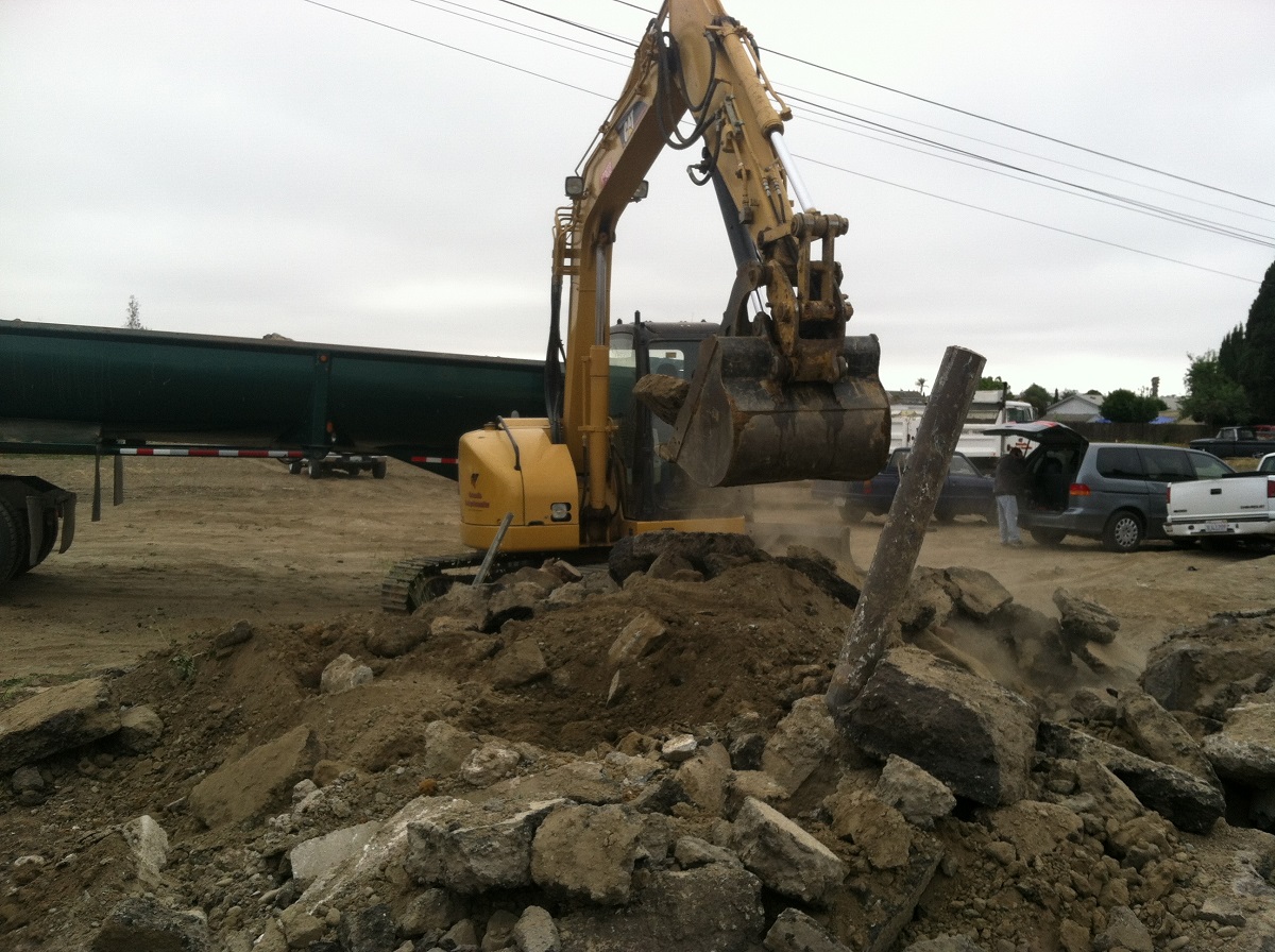 Large Tractor Digging Dirt in Santa Cruz